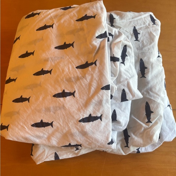 Pottery Barn Kids Other - Pottery Barn Kids twin heritage shark white blue organic cotton sheet set
